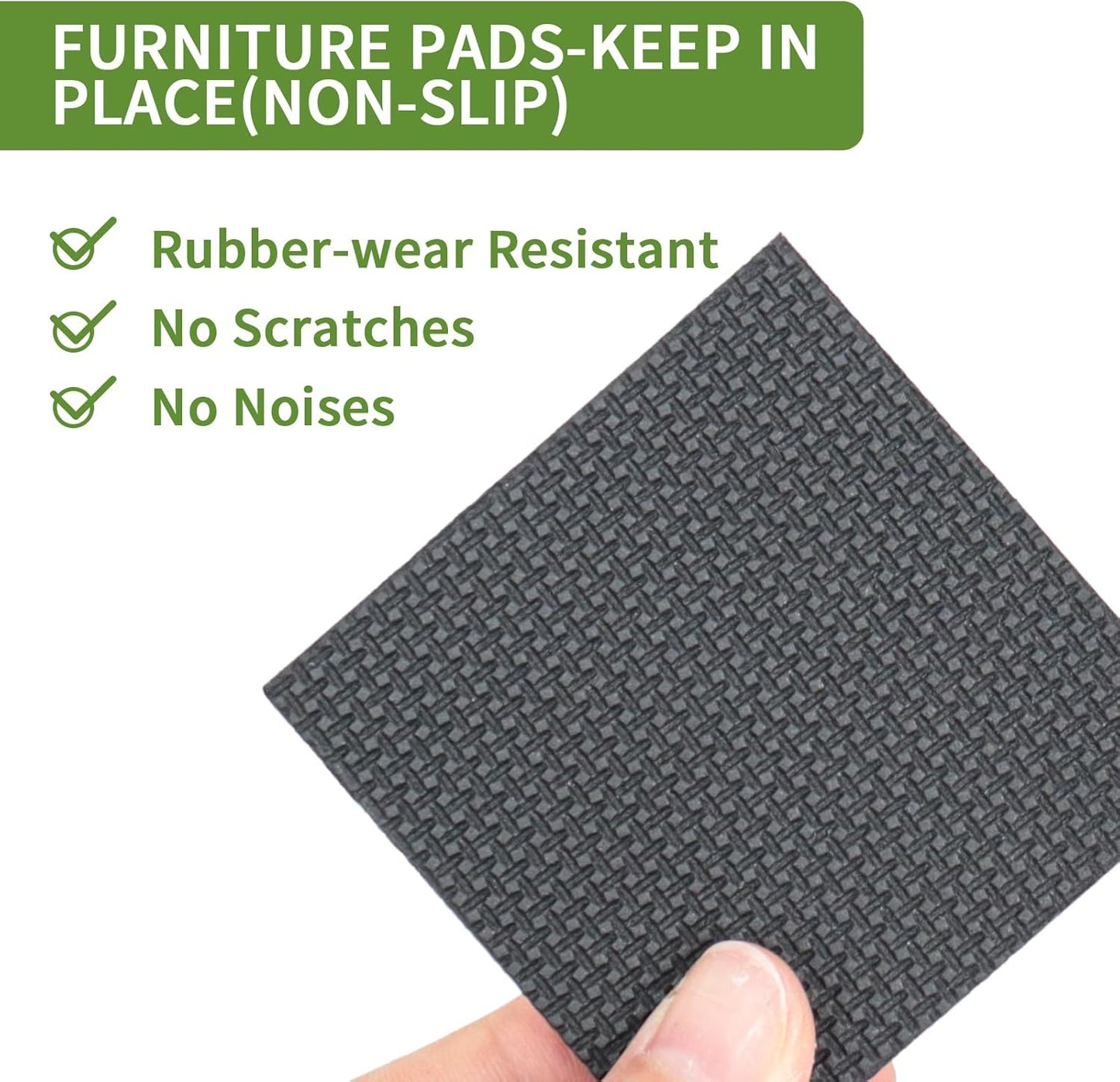 Non Slip Furniture Pads 16 PCS 2 1/2'' Square - Anti Slip Furniture Pads - Self Adhesive Rubber Feet Furniture Feet - Chair Leg Floor Protectors - Keep Furniture in Place