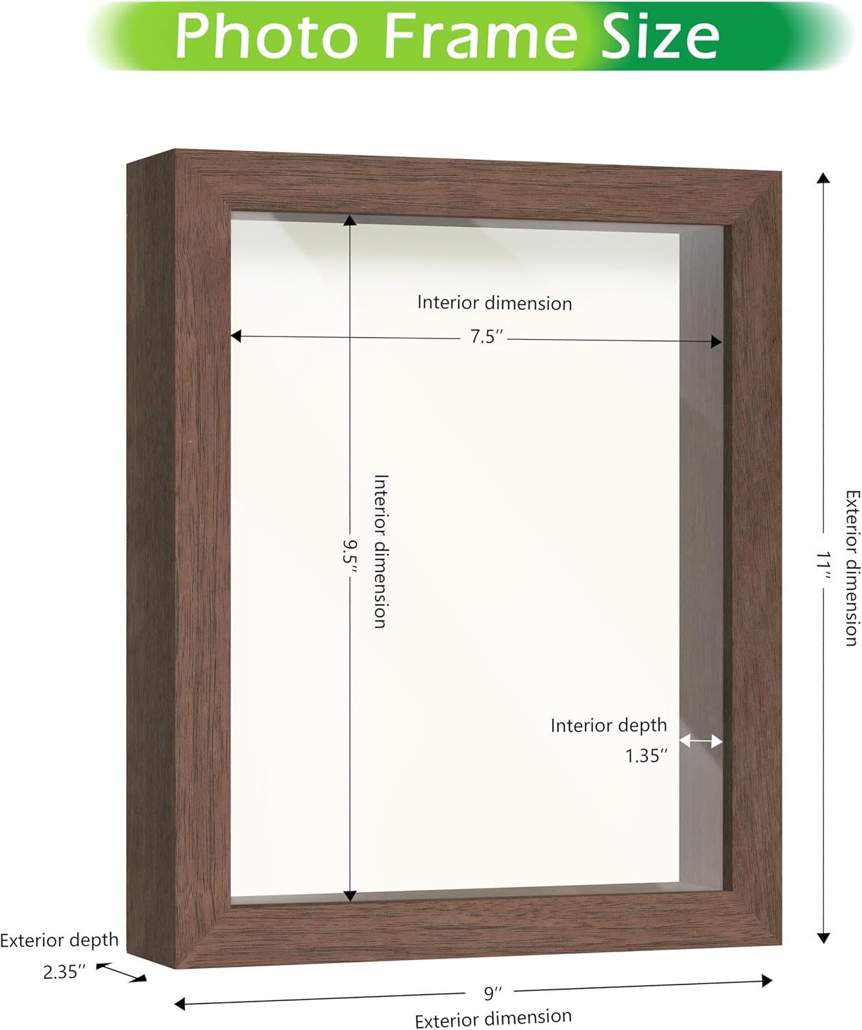 FrameWorks 8” x 10” Dark Oak Wooden Shadow Box Frame – Display Case with Soft Felt Back, Memory Box with Tempered Glass, Display Box with Elegant White Ball Push Pins, Wooden Flower Box