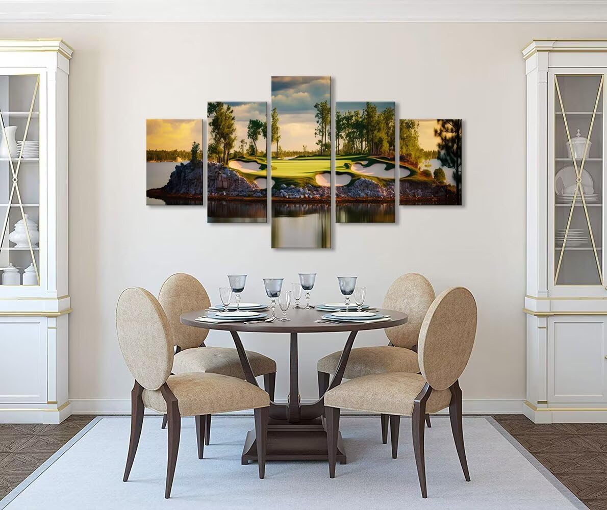 Augusta Golf Course Wall Art for Living Room Bedroom Bathroom Wall Decor Golf Course Pictures Posters Canvas Prints Modern Framed Artwork Ready to Hang(60''W x 32''H)