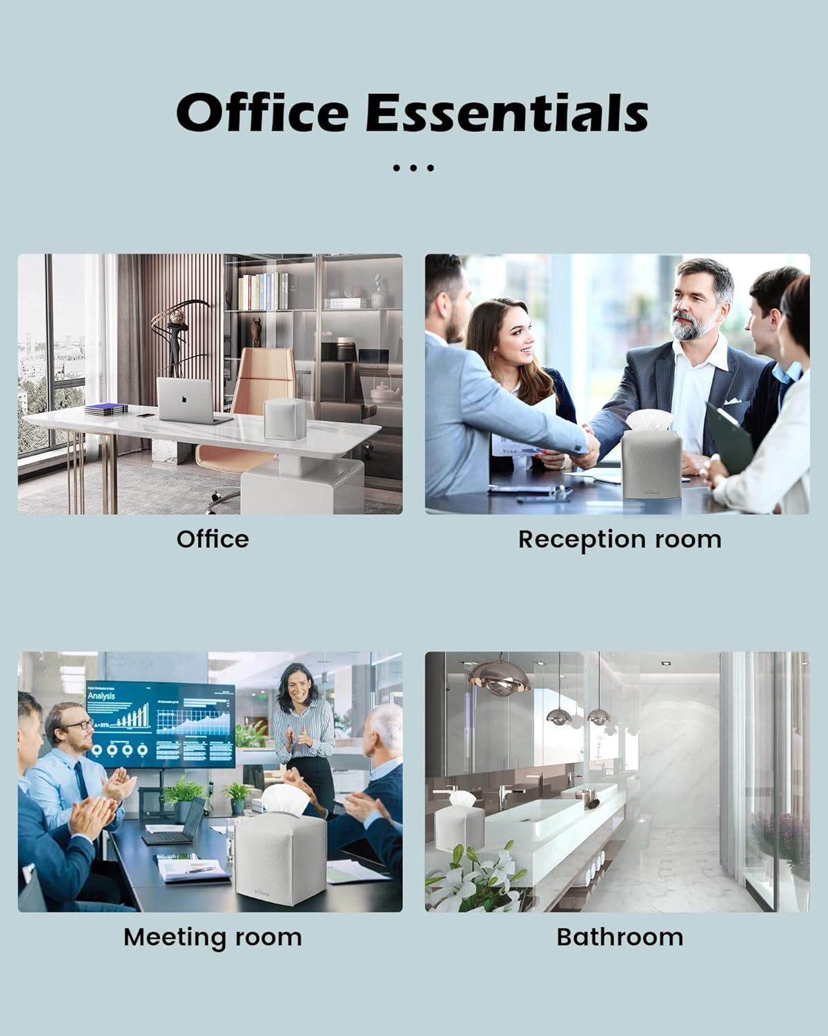 Tissue Box Cover for PU Leather, Modern Simple Solid Color Holder Square Tissue Bag, Ideal for Bathrooms,Office,Car,Outdoor Tent,Dining Table,5"X5"X5", Single Light Grey