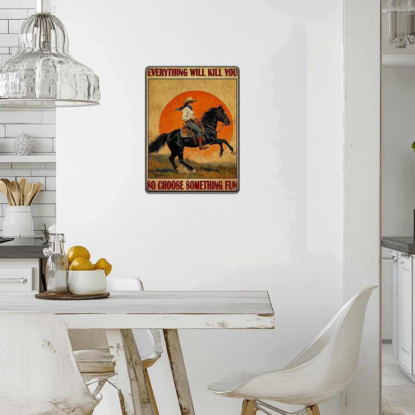 Funny Western Cowboy Metal Tin Sign 12x16 Inch Everything Will Kill You So Choose Something Vintage Western Cowboy Tin Sign Home Kitchen Garden Restaurant Man Cave Wall Decor