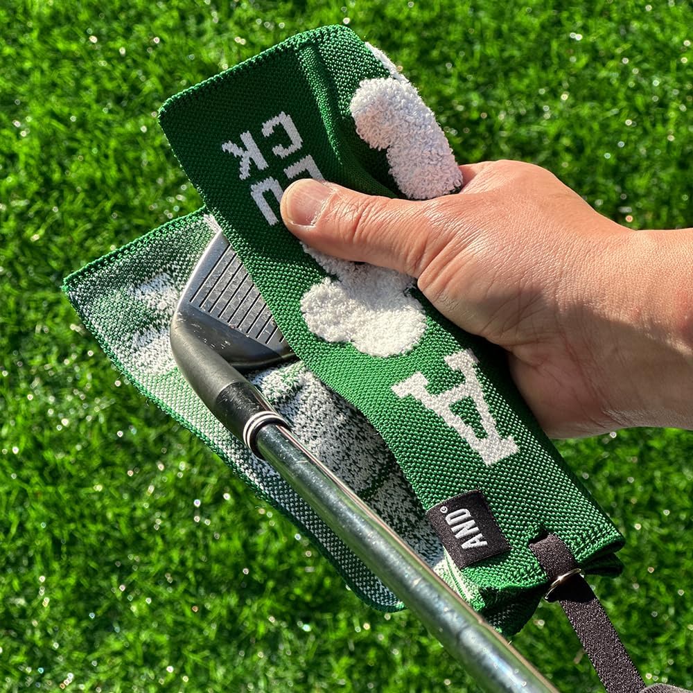 ANDGOLF Pleats Ball Towel, Use to Wash My Ball and Club, Best Choice for Golf Gifts, Embroidered Golf Towels, Clip for Bags/Pants/Skirts, Durable Elastic Band, Colorful Fashion Golf Item