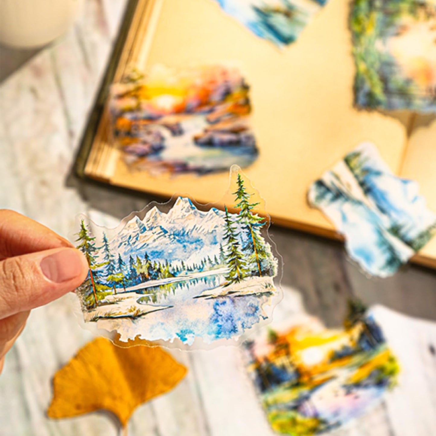 Large Scenery PET Sticker Set, 60Pcs Nature and Countryside Stickers for Scrapbooking, Journaling, DIY Crafts, and Art Supplies