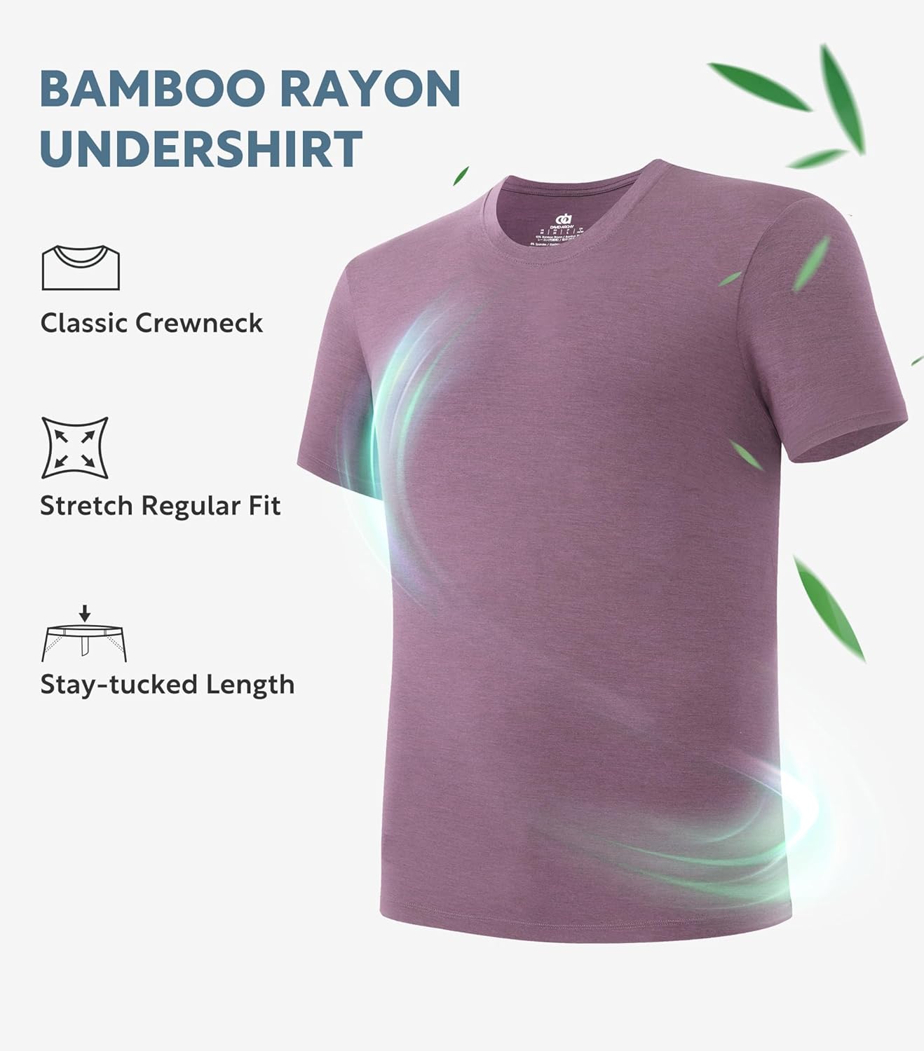 DAVID ARCHY Men's Undershirt Bamboo Rayon Moisture-Wicking Crewneck T-Shirts Stretch Tees for Men, 3 or 5 Pack