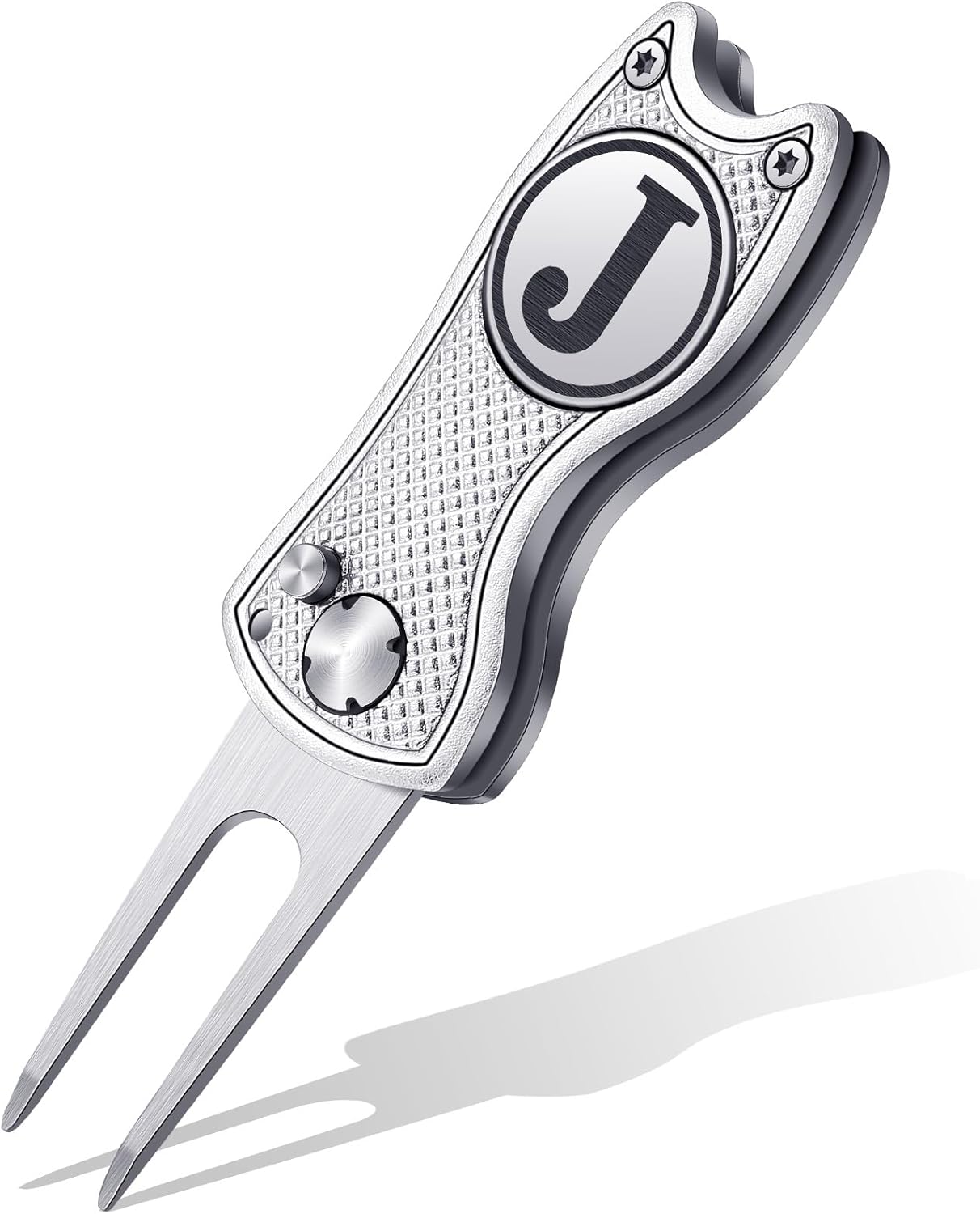 Golf Divot Repair Tool with Letter Custom Monogrammed Initial Ball Marker Divot Tool Foldable Metal with Magnetic Putt Alignment Golf Gifts for Men Father Golfer Christmas