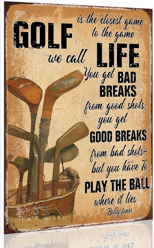 Golf Decor Signs Wall Art Golf Life Metal Tin Sign Vintage Golf Poster Golf Decoration For Home Man Cave Decor Golf Office Decoration Outdoor Indoor 8x12 Inch