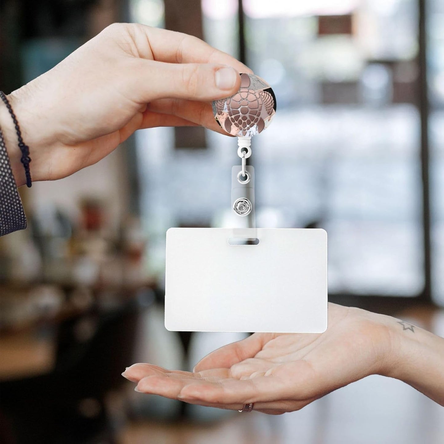 Rose Gold Sea Turtle Badge Reels Retractable Badge Holder with Clip for Id Name Tag Office Worker Student Teacher Nurse Doctor