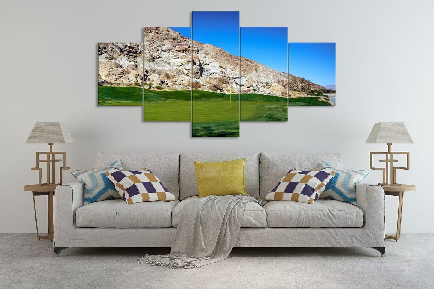 California Golf Course Wall Art for Living Room Bedroom Bathroom Home Decoraitons Golf Course in Palm Pictures Posters Framed Artwork Canvas Prints Ready to Hang(50''W x 24''H)