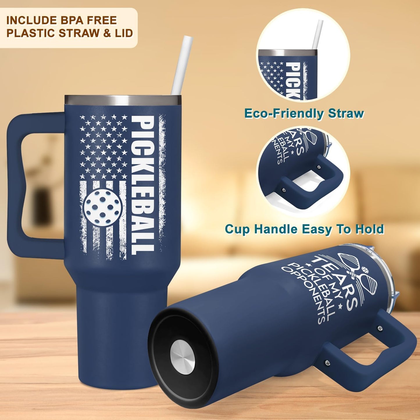 Pickleball Gifts For Men, Gifts For Pickleball Lovers, Pickleball Christmas Gift, Pickleballs Present Ideas From Son, Daughter And Kids, Christmas Presents For Dad, Pickleball Tumbler 40oz With Handle