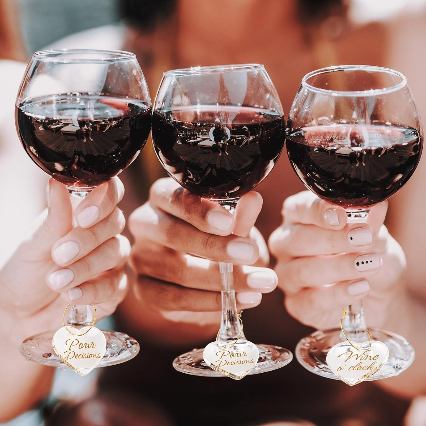 Weysat 24 Pcs Acrylic Thanksgiving Wine Glass Charms with Funny Quotes & Gold Text, Reusable Drink Identifiers Tags with Storage Bag for Birthday Parties Weddings Supplies