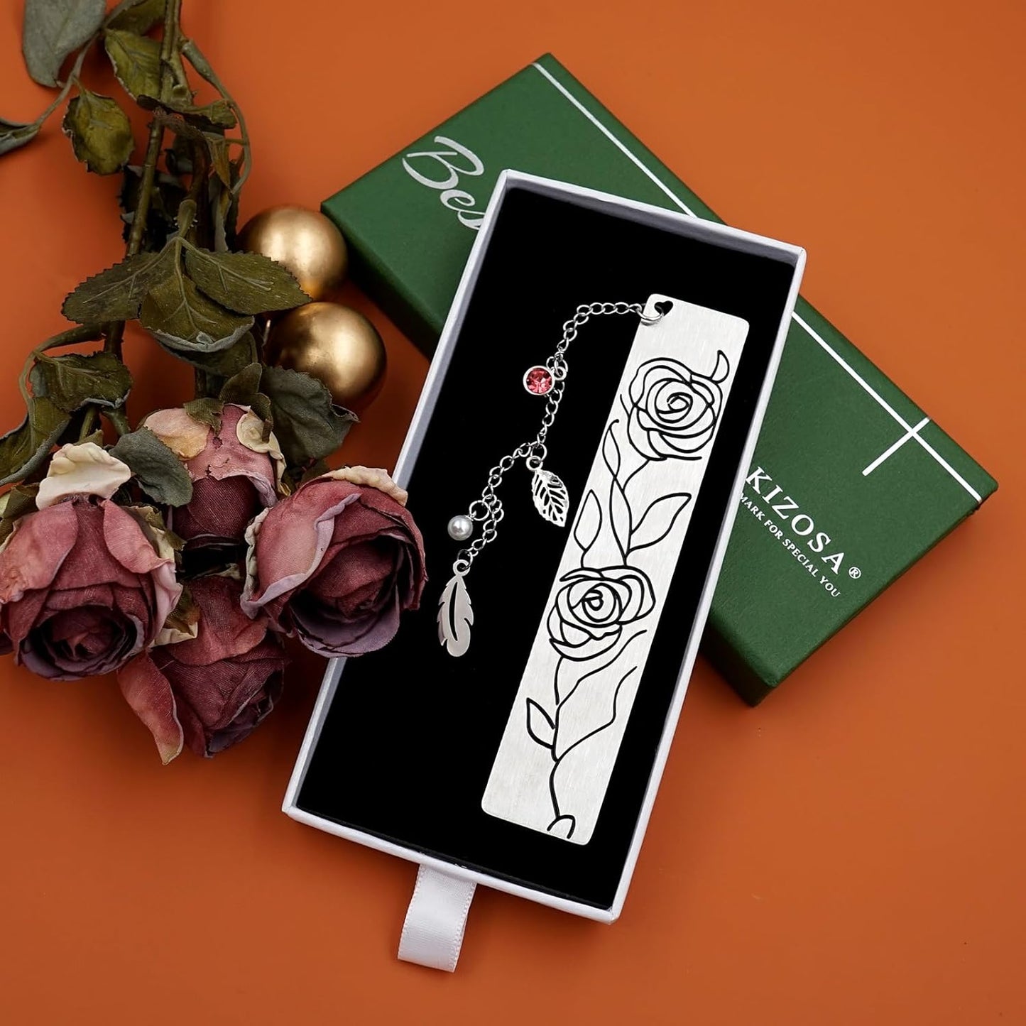 Metal Bookmark Gifts for Women Men,Book Marks for Reading,Bible Bookmarks,Friends Teacher Birthday Valentines Mothers Fathers Day Christmas Book Lovers Gift (04-Rose Bookmark)