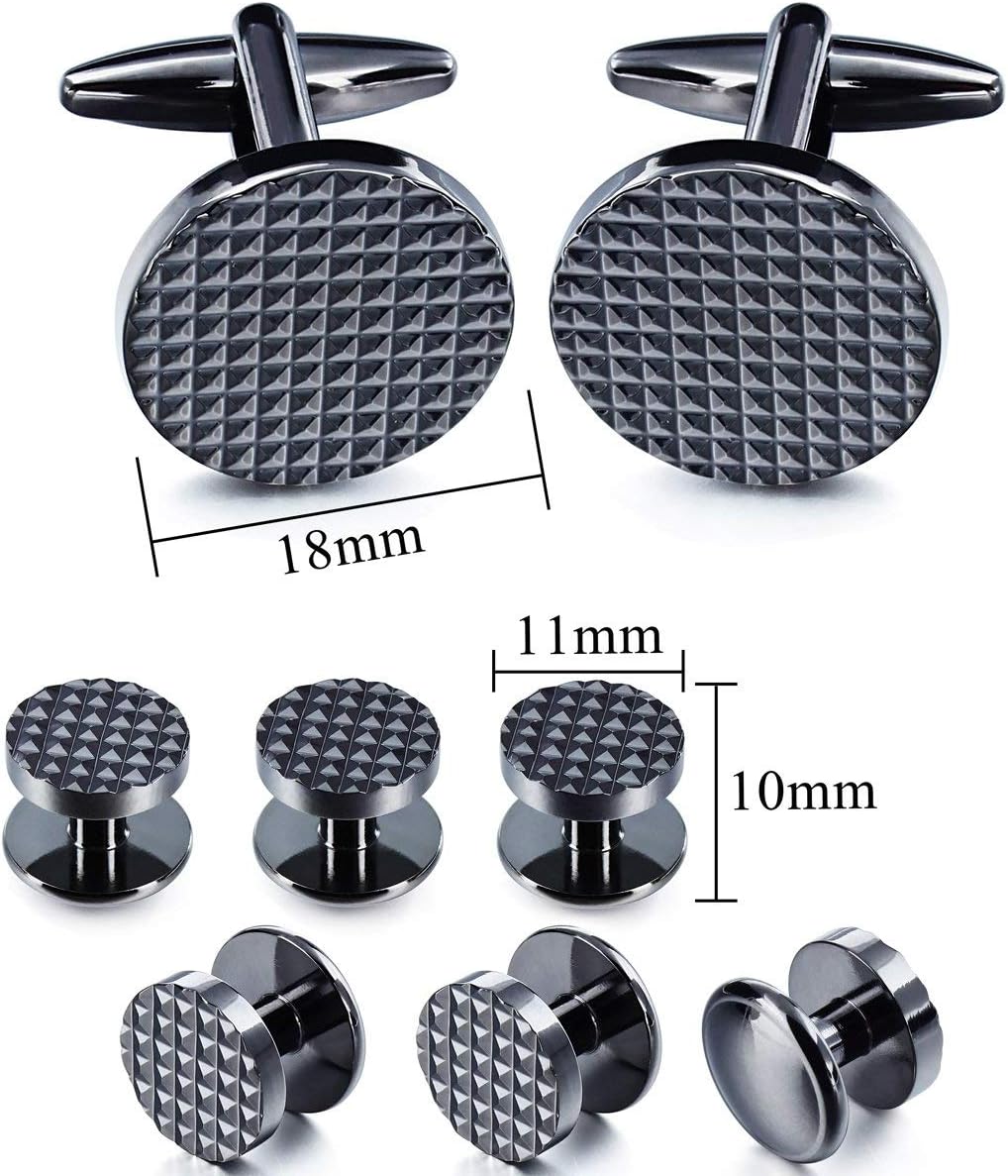 HAWSON Silver/Gold Cufflinks for Men with Tuxedo Shirt Studs,Men Accessories Jewelry with Gift Box,Gifts for Family,Best Friend on Wedding Business Birthday Anniversary