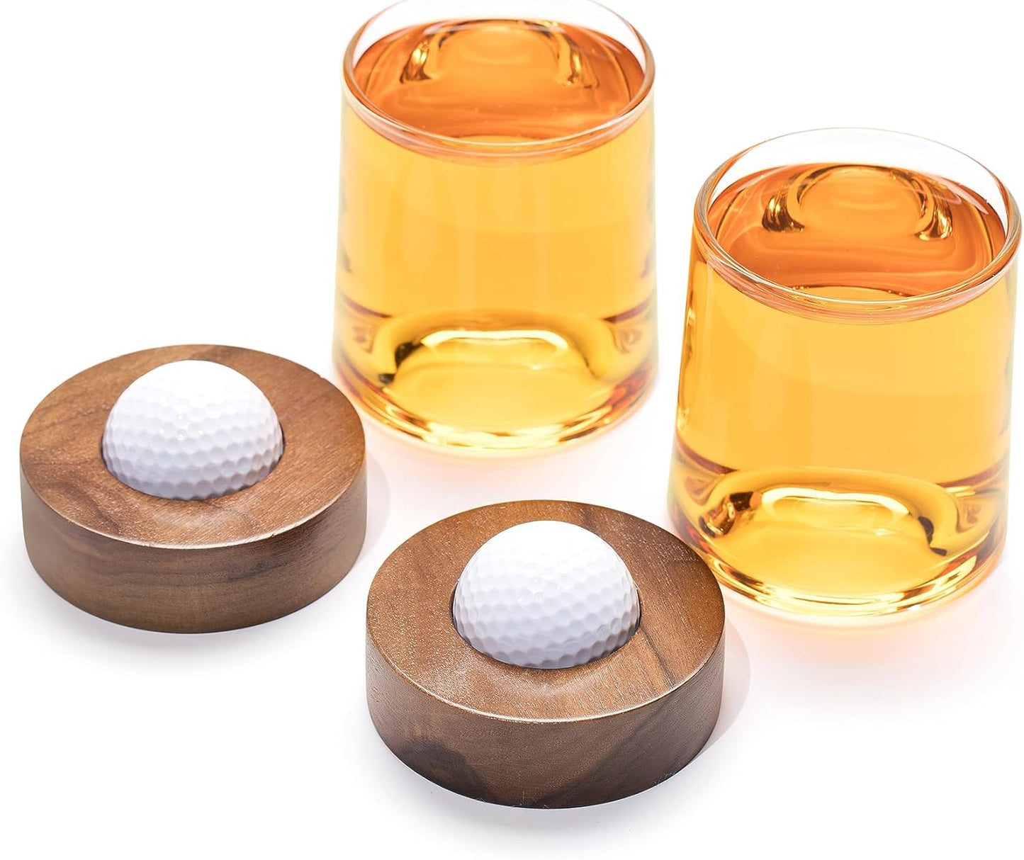 Personalized golf coaster and whiskey glasses: Golf accessories for men and women golfers; Cool holiday basket for men and women that golf (2 Glasses, Personalized)