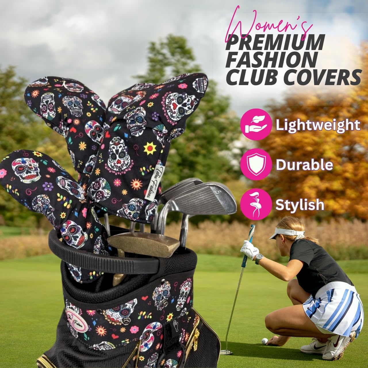 Taboo Fashions Resort Collection Golf Club Covers for Women - Numbered Golf Headcovers Set for Driver, Fairway and Hybrid Clubs - Weather Resistant, Pack of 4