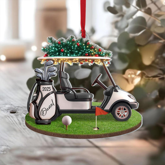 LOVELYPOD Personalized Golf Christmas Ornament, Custom Golfer Bag 2D Acrylic Ornaments,Golf Lover Christmas Tree Decoration, Gift for Golfs Enthusiasts, Golfer Holiday Ornaments 01
