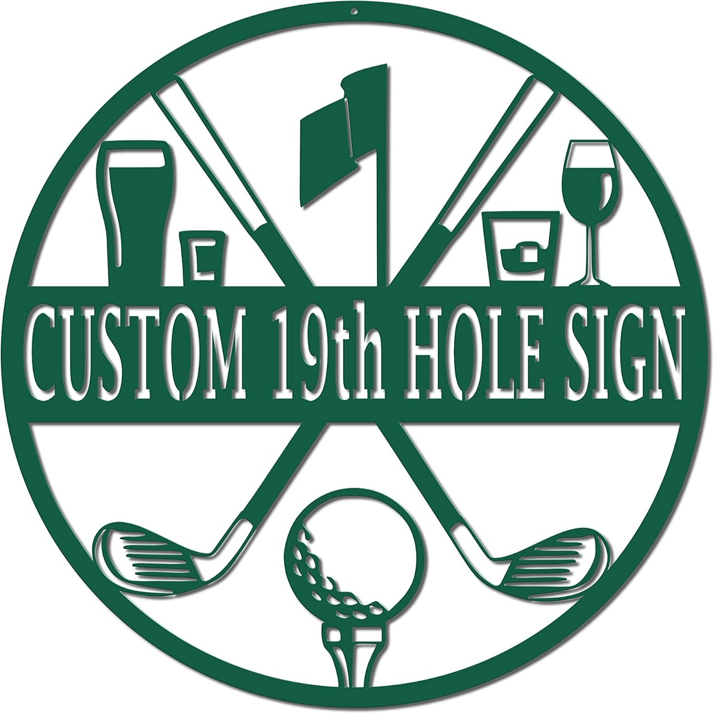 19th Hole Custom Golf Sign (30" W x 30" H, Green)