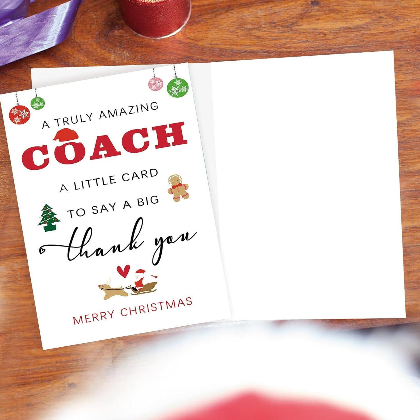 Coach Christmas Card for Men Women | Best Coaches Christmas Thank You Cards Gift for Football, Basketball, Volleyball, Baseball, Softball, Swim Team, Hockey, Golf...