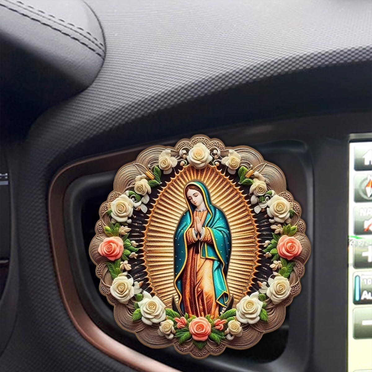 Jesuspirit Personalized Car Visor Clip – Guardian Angel Visor Clip, Our Lady of Guadalupe, Christian Car Accessories, New Driver & Religious Gifts (The Virgin Mary Vintage Style)