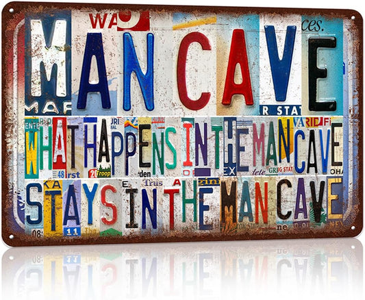 Vintage Man Cave Wall Decor Metal Sign Tin Signs Poster - What Happens In The Man Cave Stays In