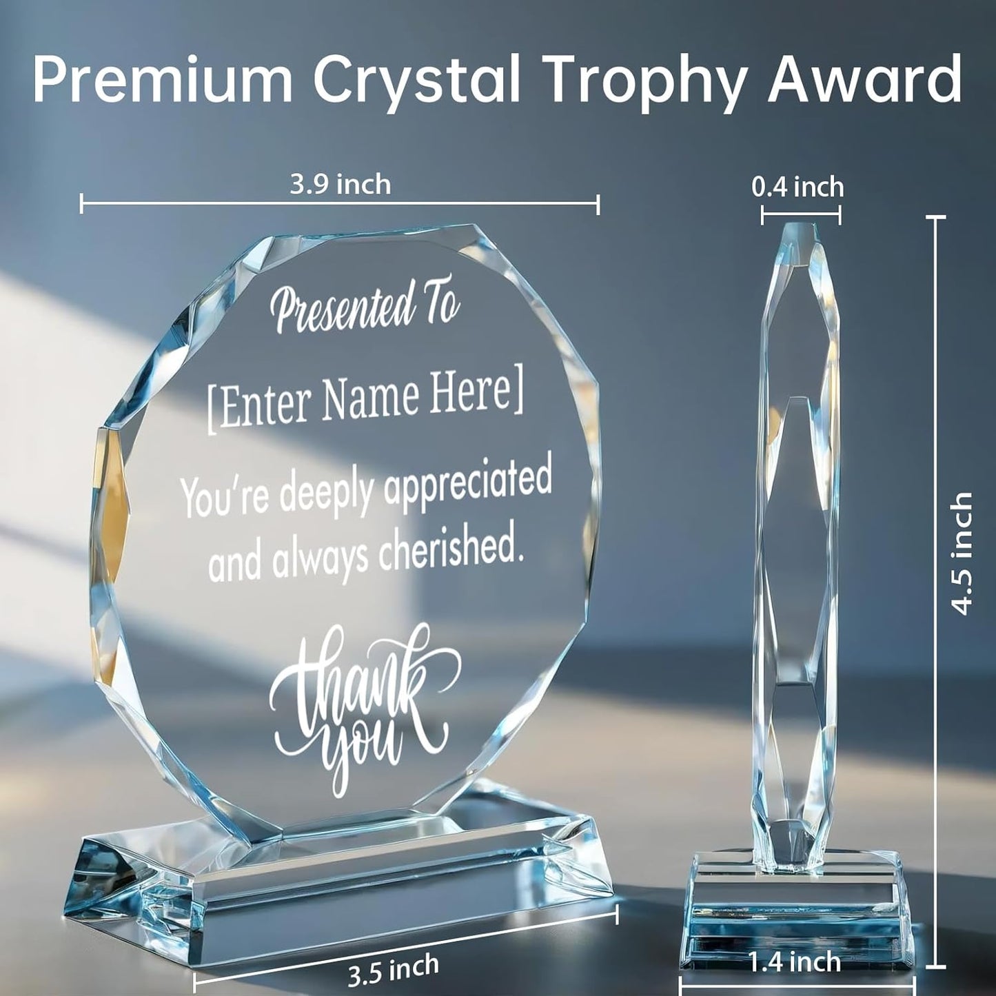 Custom Crystal Awards and Trophies – Personalized Engraved Glass Plaques for Employee Recognition, Appreciation, Farewell, Retirement, Coworker Gifts, Sports Achievements