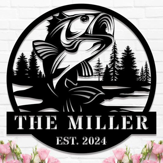 Custom Fish Metal Name Sign, Personalized Family Name Sign, Fishing Gifts for Men, Custom Fishing Metal Sign, Fisherman Gift