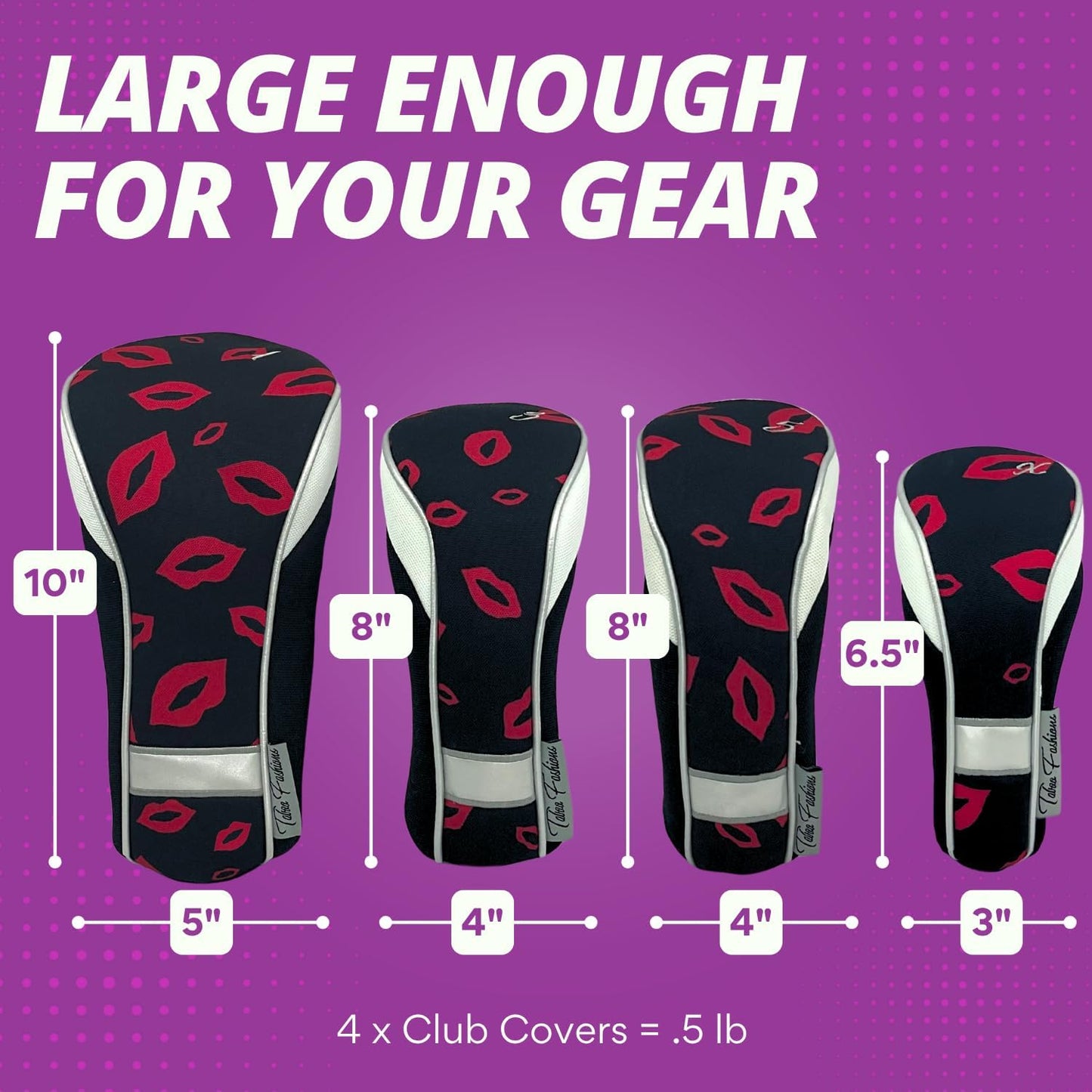 Taboo Fashions Monaco Golf Club Covers for Women - Numbered Golf Headcovers Set for Driver, Fairway and Hybrid Clubs - Weather Resistant, Pack of 4