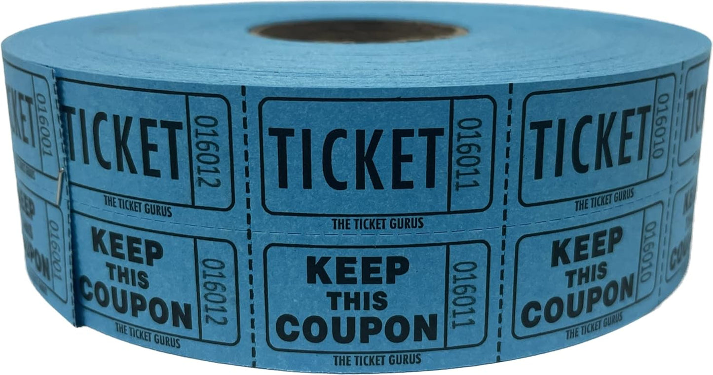 The Ticket Gurus-Raffle Tickets - (4 Rolls of 2000 Double Tickets) 8,000 Total 50/50 Raffle Tickets (Purple/Blue, Orange, Red)) …