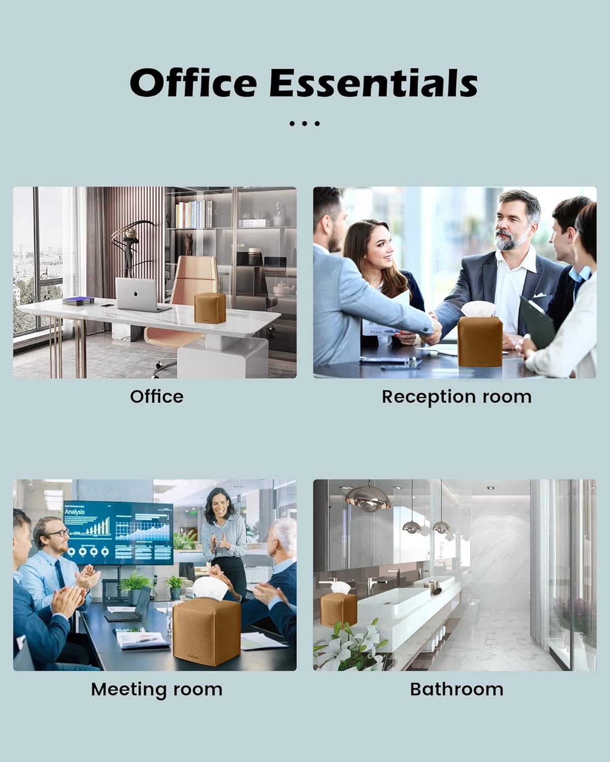 Tissue Box Cover for PU Leather, Modern Simple Solid Color Holder Square Tissue Bag, Ideal for Bathrooms,Office,Car,Nightstand,Outdoor Tent,Dining Table,5"X5"X5", Single Bronze