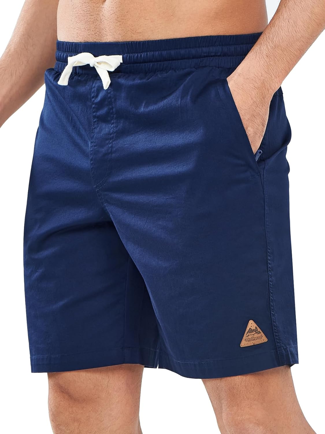 NORTHYARD Mens Casual Shorts-Cotton 9" Golf Hiking Drawstring Elastic Waist Work Shorts with Zipper Pockets