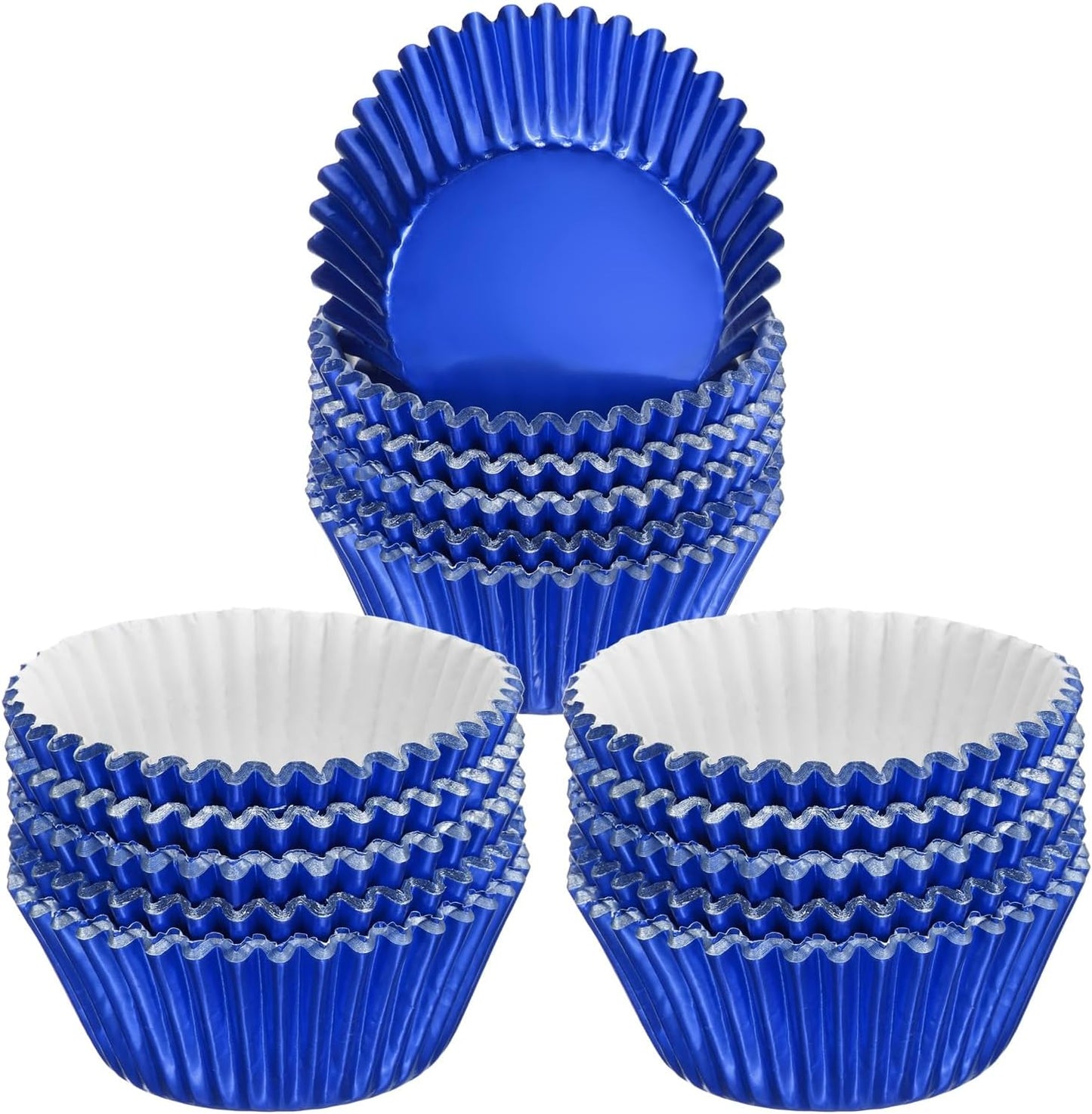HARFINGTON 300 Count Blue Foil Muffins Cupcake Liners Standard Size Metallic Baking Cups Wrappers Greaseproof for Party Wedding Birthday