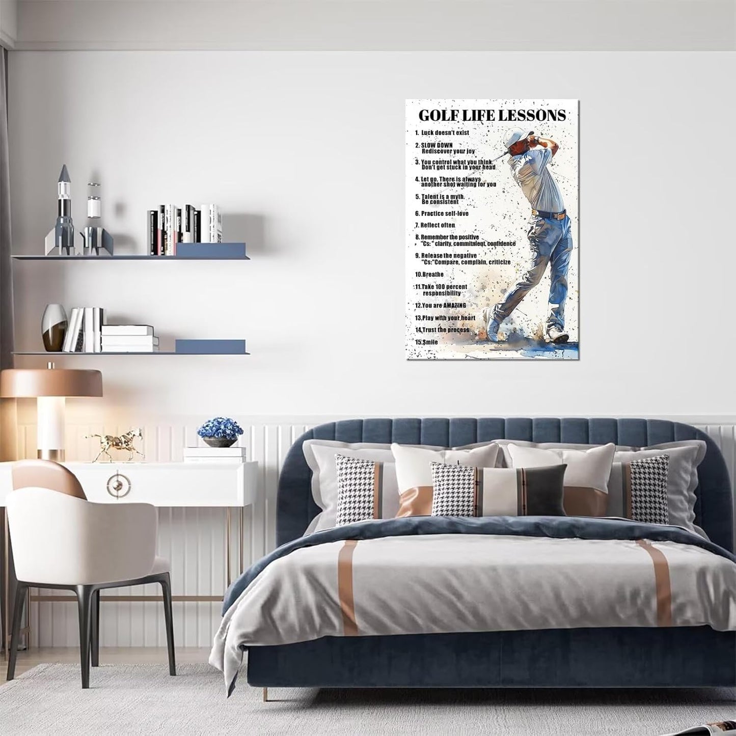 Golf Wall Art Golf Sports Poster Inspirational Quotes Picture Wall Decor Canvas Print Golf Sign Painting Artwork for Living Room Office Club Home Decorations Framed Ready to Hang (12 x 16 inch)