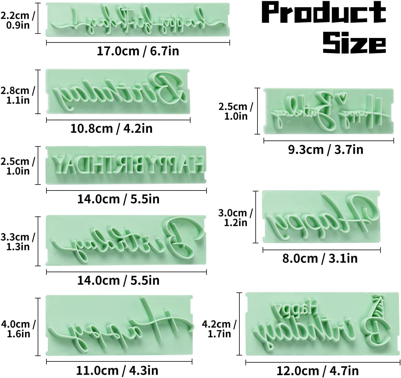 KALAIEN 8Pcs Happy Birthday Fondant Stamp,Custom Cookie Stamp, Happy Birthday Letters Embosser for Cake,DIY Cake Decorating Printing