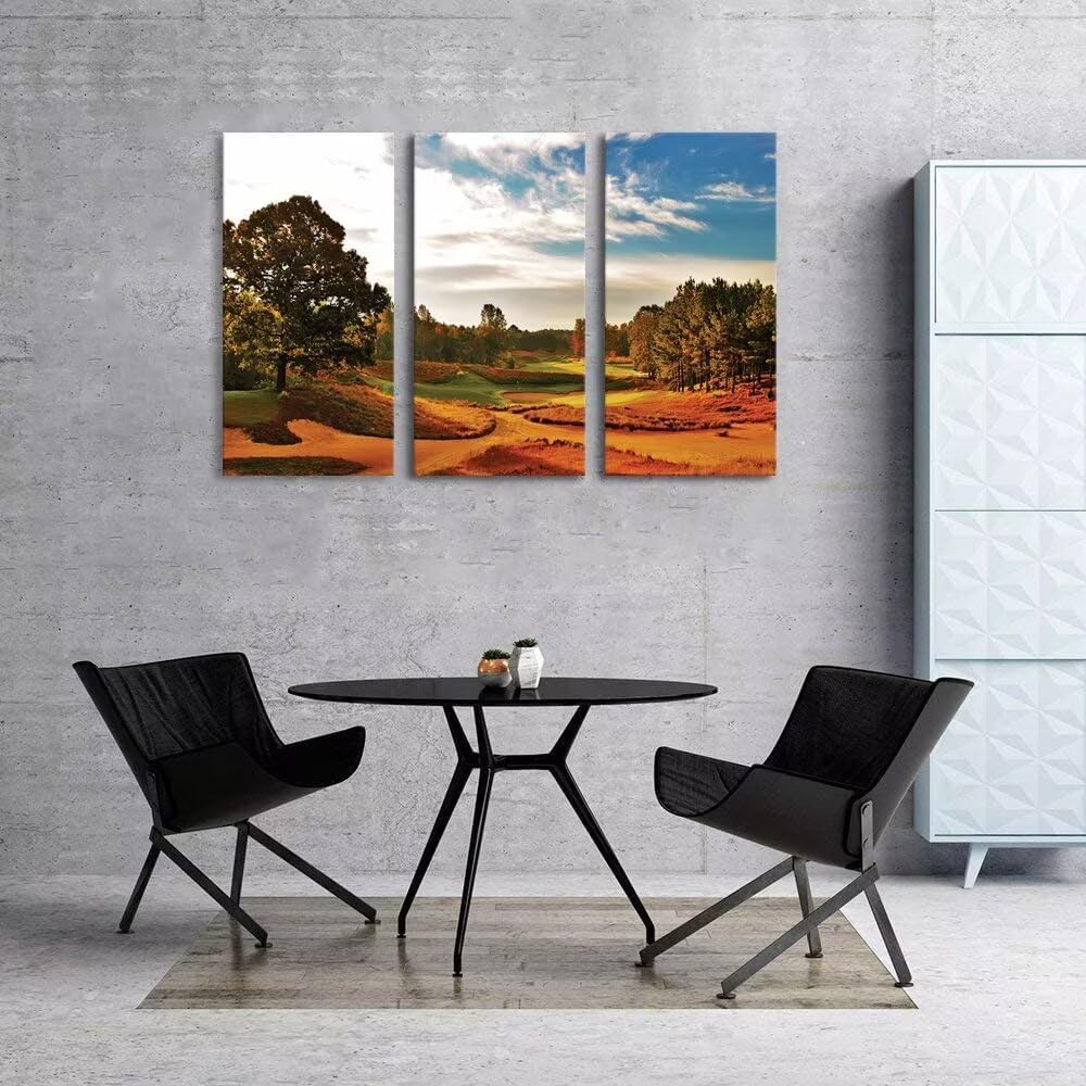 chenchenArt Tobacco Road Golf Course Canvas Wall Art Carolina Golf Course Picture Poster Canvas Prints Wall Decor for Living Room Bedroom Home Decorations Framed Ready to Hang(12''W x 24''H x3)