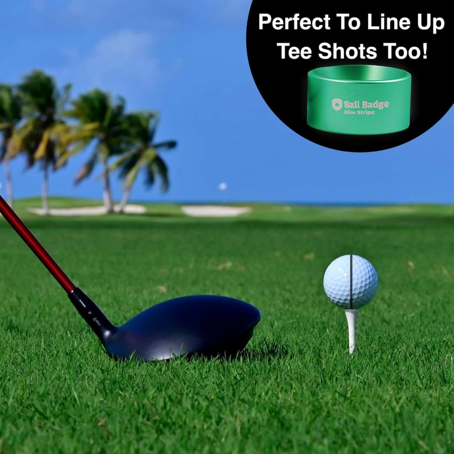 Ball Badge Aim Stripe - 360 Degree Golf Ball Line Marker Kit with Golf Bag Attachment for Perfect Alignment and Precision Putting