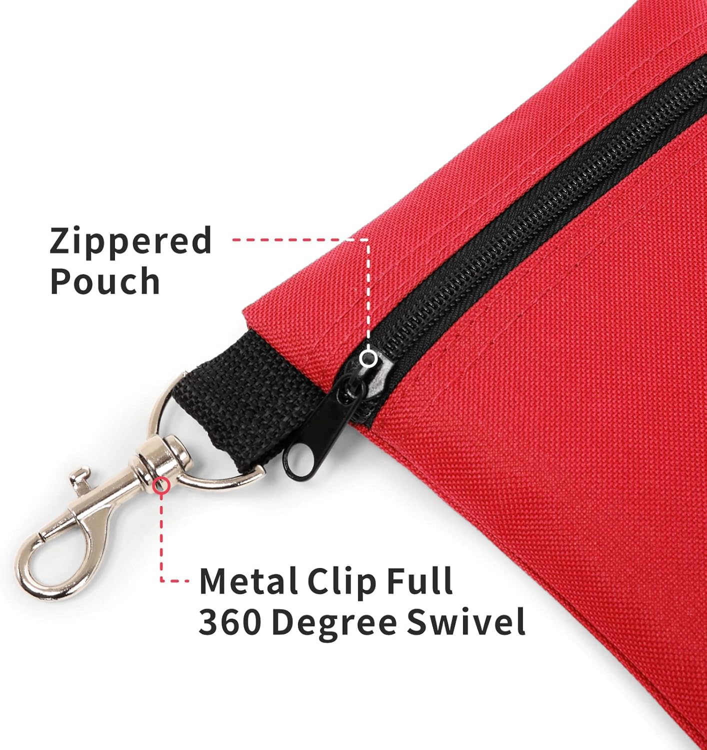 BuyAgain Golf Tee Pouch, 5.62 X 6.87 Inch Professional Zipper Golf Tee/Ball Pouch Bag with Metal Lobster Claw Clip