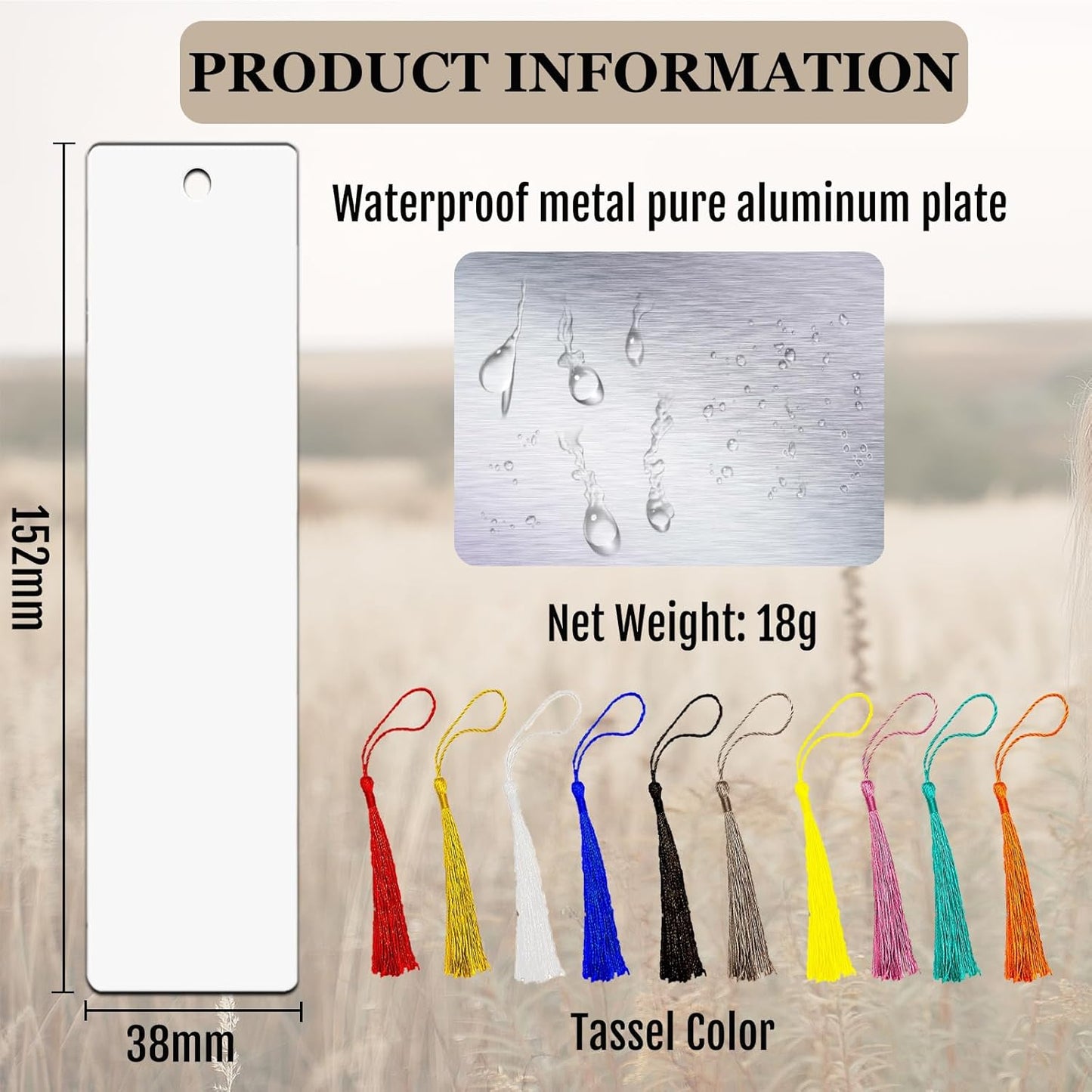 Custom Bookmark - Personalized Metal Bookmarks with Tassel, Customized Photo Color Picture Book Mark Gift for Women Men Readers Kids Book Lover Teacher Classmate Christmas Valentine's Day