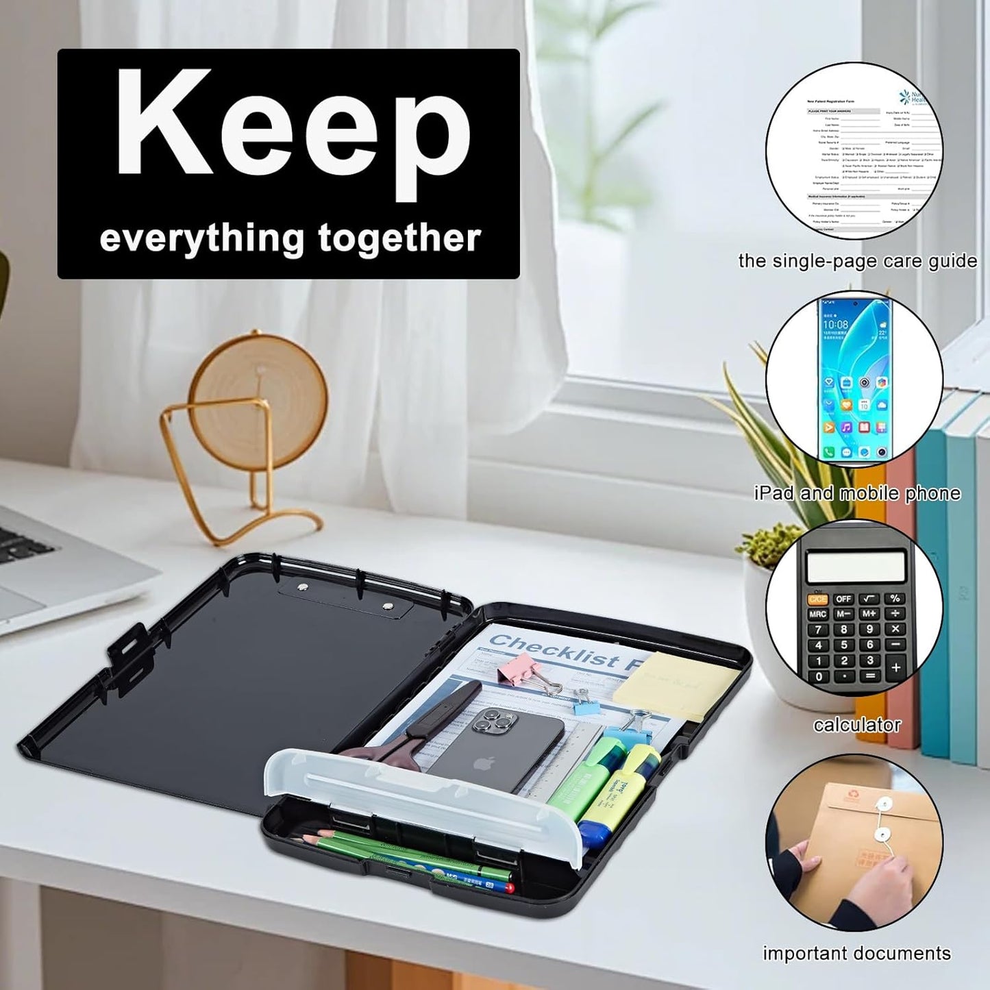 Clipboard with Storage - Large Capacity,Nursing Clipboard with Pen Holder,Heavy Duty,Plastic Side-Opening Folder for Teacher,Nurse - Swimming Sea Turtle