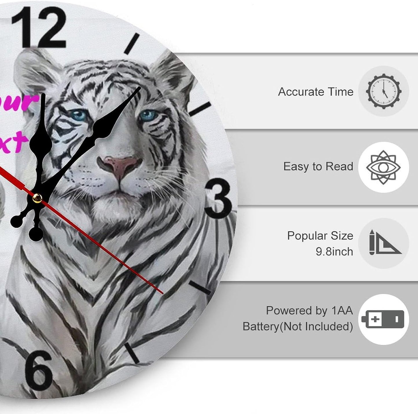 Custom Wall Clock,Personalized Wood Clock add Your Photo/Text,Customizable Silent Round Decoration for Kitchen Bathroom 13.4inch style3