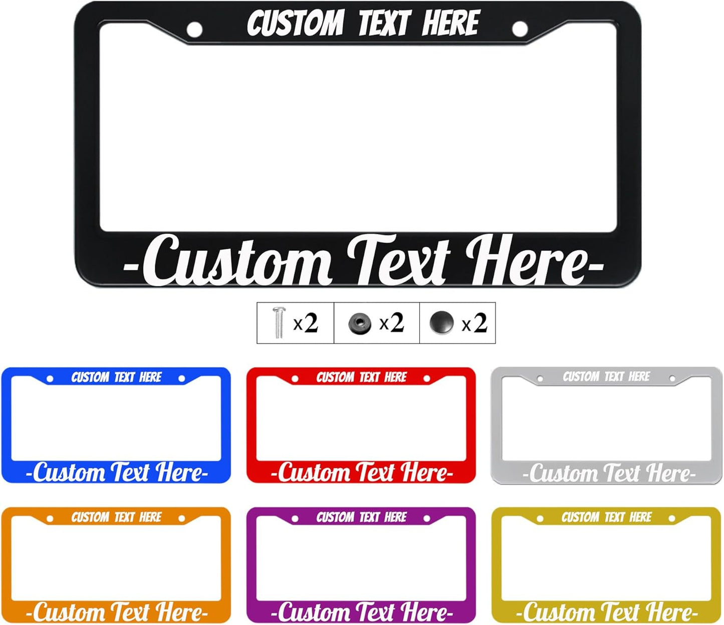 Custom Personalized Metal Engraved Standard Size License Plate Frame,Funny Car Auto Truck Message Plate Holder for Men Women,Silver Text (2 Round Hole)