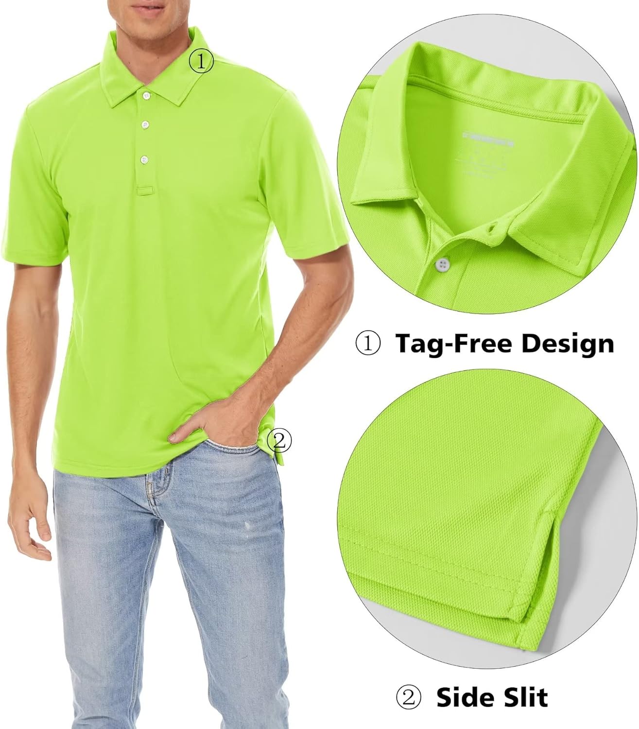MAGCOMSEN Men's Polo Shirts 3 Buttons Casual Work T Shirts Quick Dry Short Sleeve Golf Shirt Pique Jersey Outdoor Performance