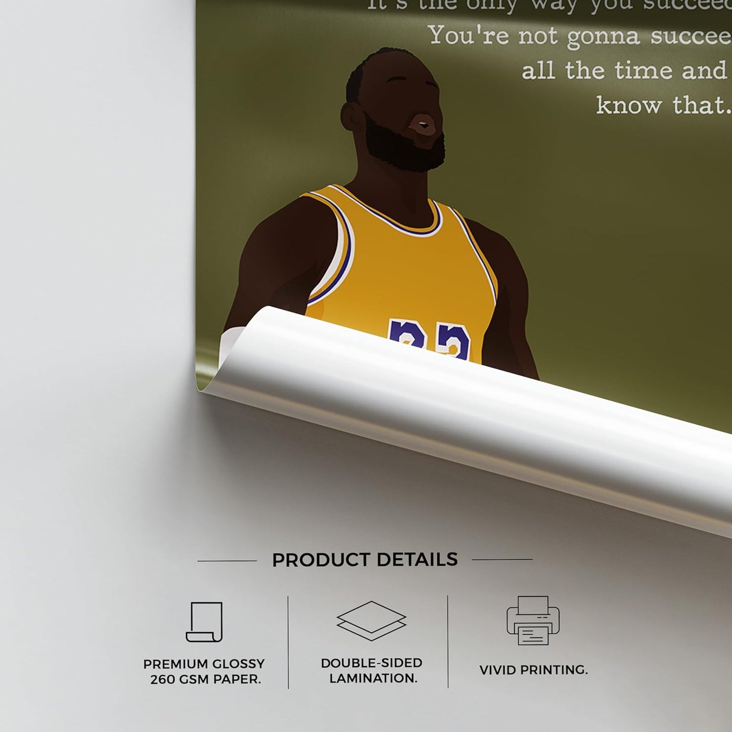 LOLUIS Motivational Basketball Superstar Hand-Drawn Artwork Sport Quote Wall Art Decorations (Unframed 16"x20", Basketball Player 3)