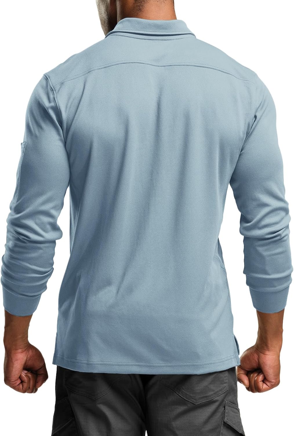 CQR Men's Polo Shirt, Long Sleeve Tactical Shirts, Outdoor UPF 50+ Pique Shirt, Dry Fit Lightweight Golf Shirts