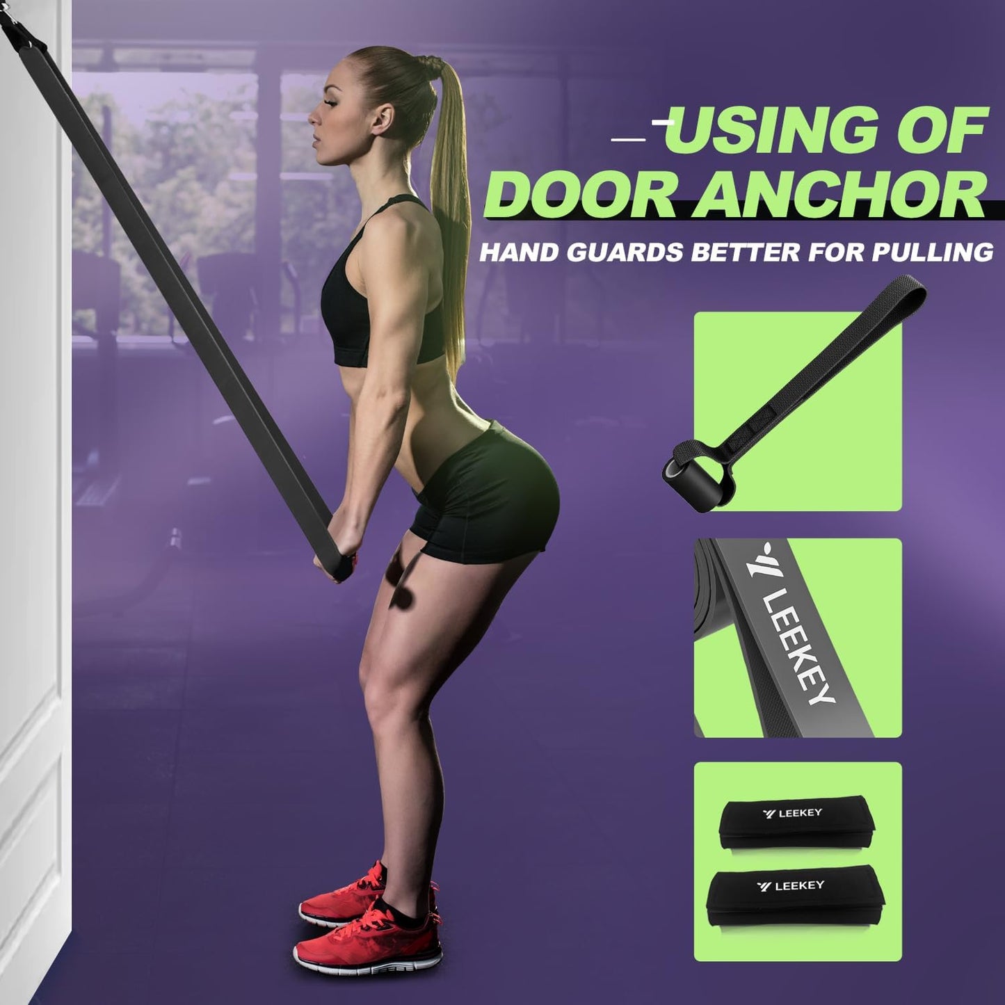 LEEKEY Resistance Bands, Exercise Bands with Handles,Pull Up Assist Bands - Band Set with Door Anchor - Bands for Working Out,Band for Men and Women Fitness Training,Home Workouts