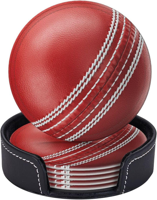 6 Pcs Cricket Ball Drink Coasters with Holder Coasters for Drinks Coffee Table Home Decor Housewarming Gift