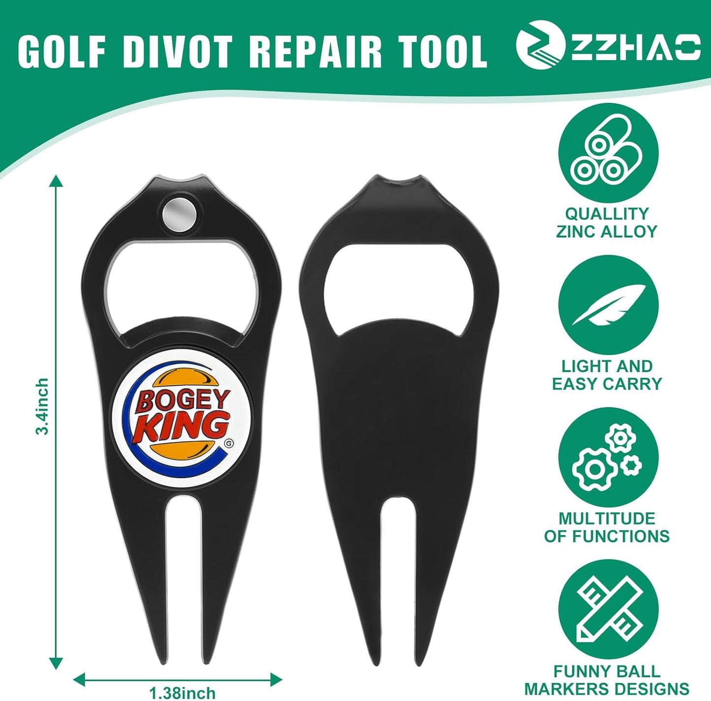 ZZHAO Golf Divot Tool and Golf Ball Marker, Divot Repair Tool，Golf Accessories for Men, Funny Gifts for Men, Tools for Men