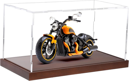 Clear Acrylic Display Box Showcase for Figure Car Models Acrylic Display Case with Solid Built-in Wooden Base(11.8x6x6 inch; 30x15x15 cm)