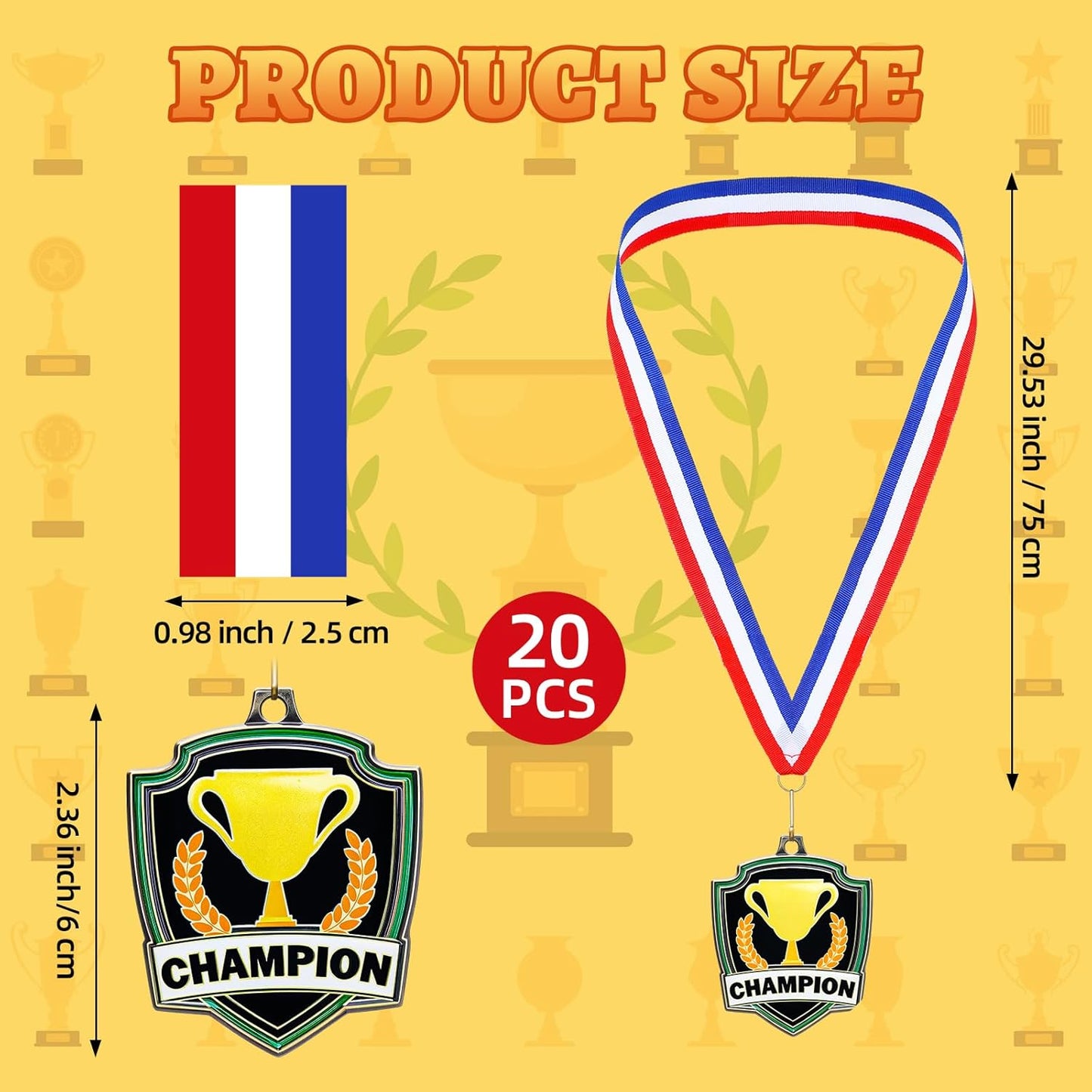10/20 /30/40 Pcs Award Medals Bulk Sports Medals with Neck Ribbons 2.4 Inch Winner Award Trophy Prize Gift for Sports Themed Party Favors Tournaments School Match