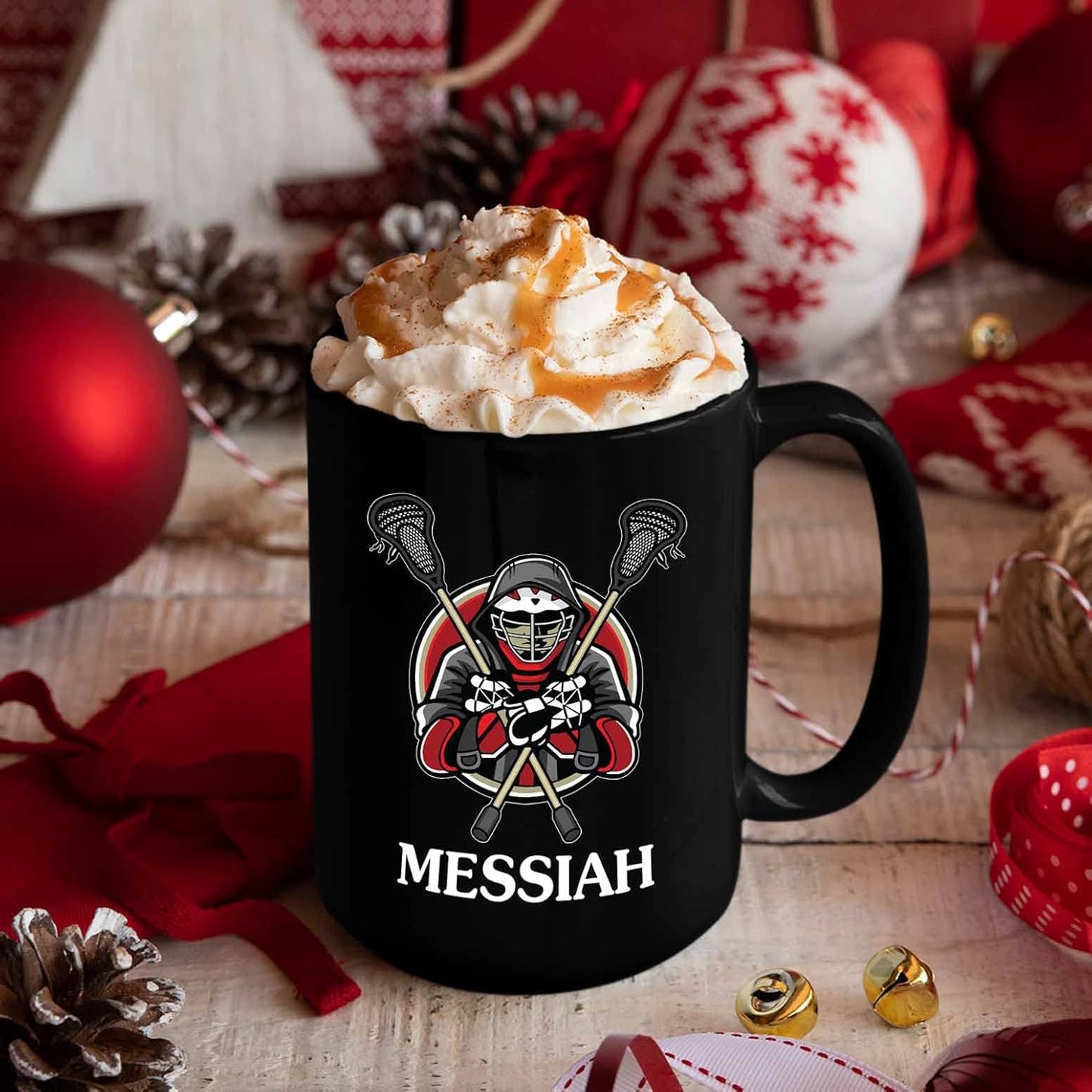 Customized Name Lacrosse Black Coffee Mugs Cups 11 Oz 15 Oz, Personalized Lacrosse Coffee Cup Gifts For Men Women Team Lacrosse Sport Players, Lacrosse Player Travel Mug, Novelty Lacrosse Cup Gift