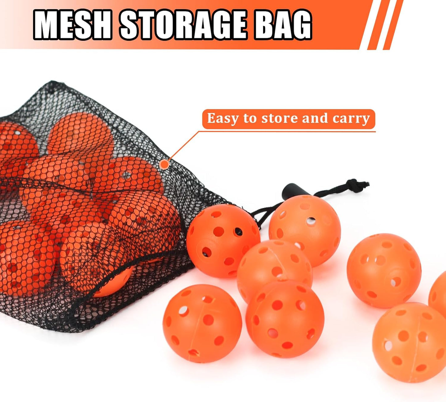 Plastic Golf Balls Practice Limited Flight Golf Training Ball Hollow Swing Practice Indoor Golf Balls with Mesh Drawstring Bag for Backyard Driving Range or Outdoor