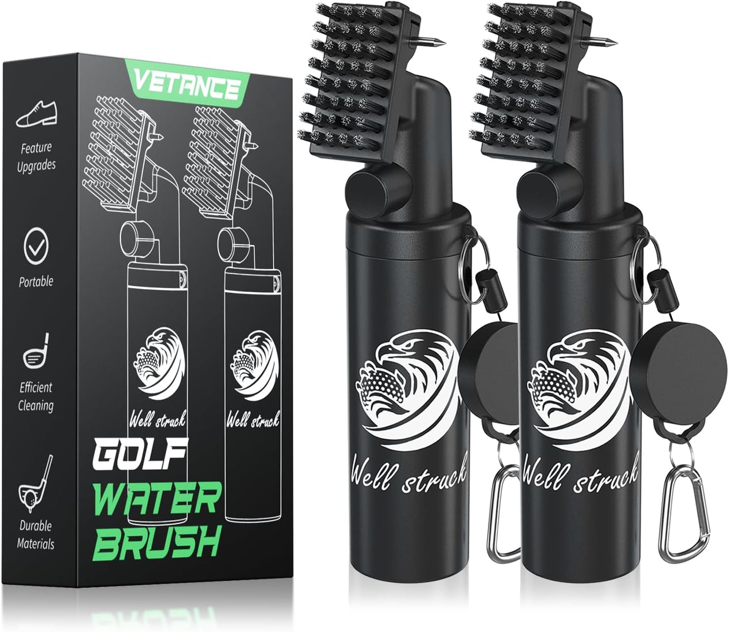 Pro Golf Club Cleaner - 4oz Water Bottle with Groove Cleaner and Retainer Clip, Durable Nylon Bristles for Easy Cleaning, Ergonomic Button Design, Golf Gifts for Men & Essential Accessories